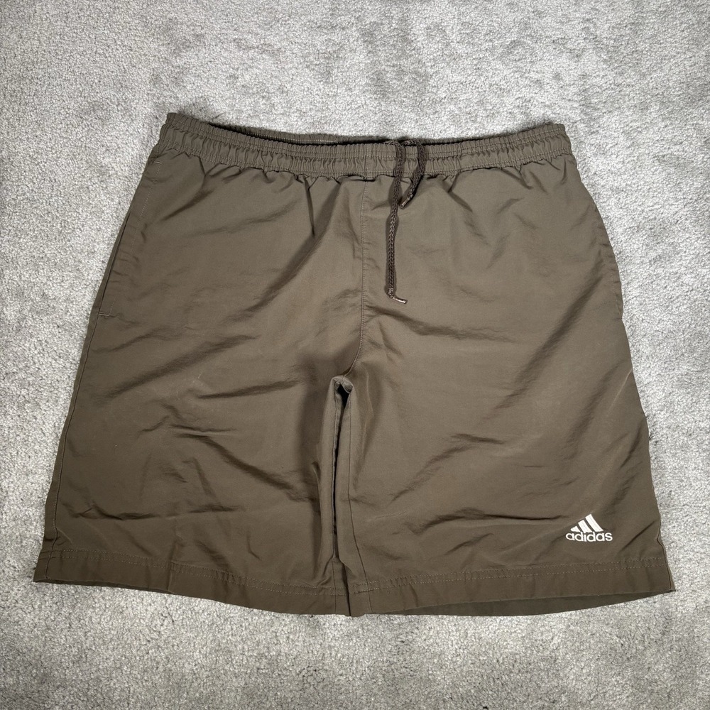 Vintage Adidas Shorts Mens XL Green Windbreaker Mesh Lined Athletic Gym 2002